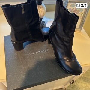 Via Spiga Sleek Black Heeled Boots